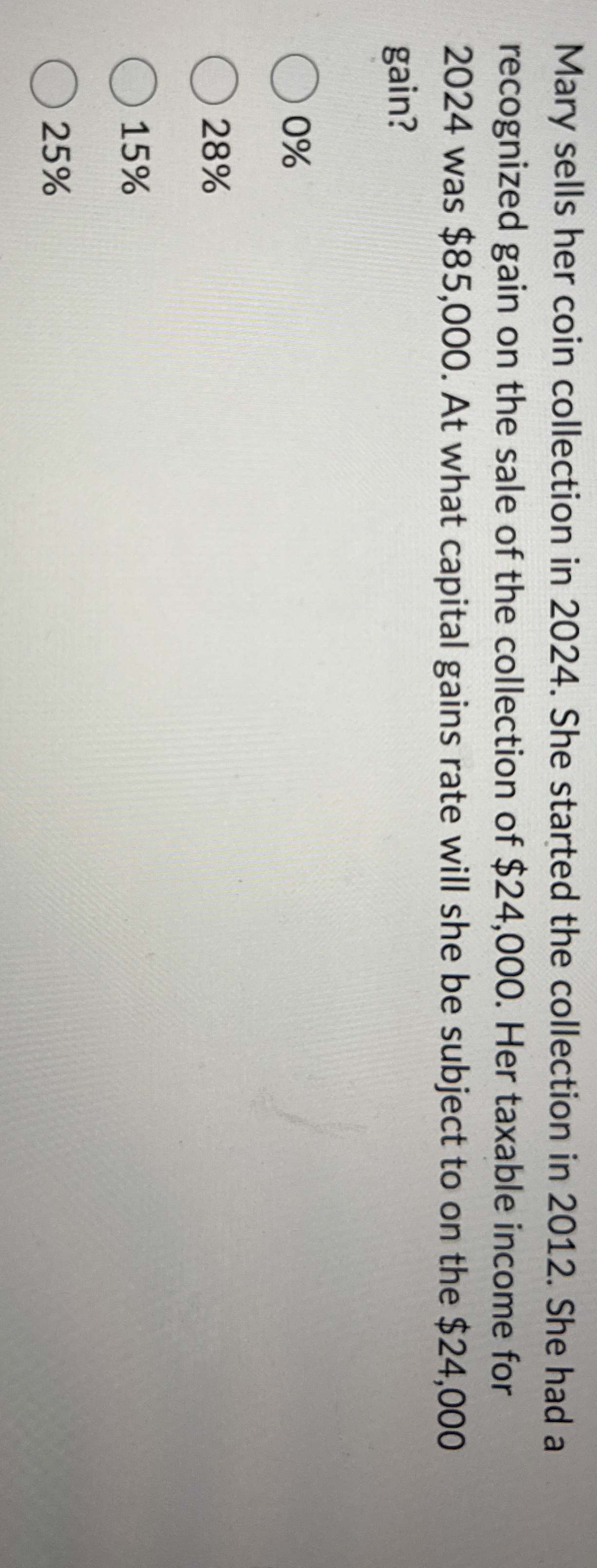 Mary sells her coin collection in 2 0 2 4 . She