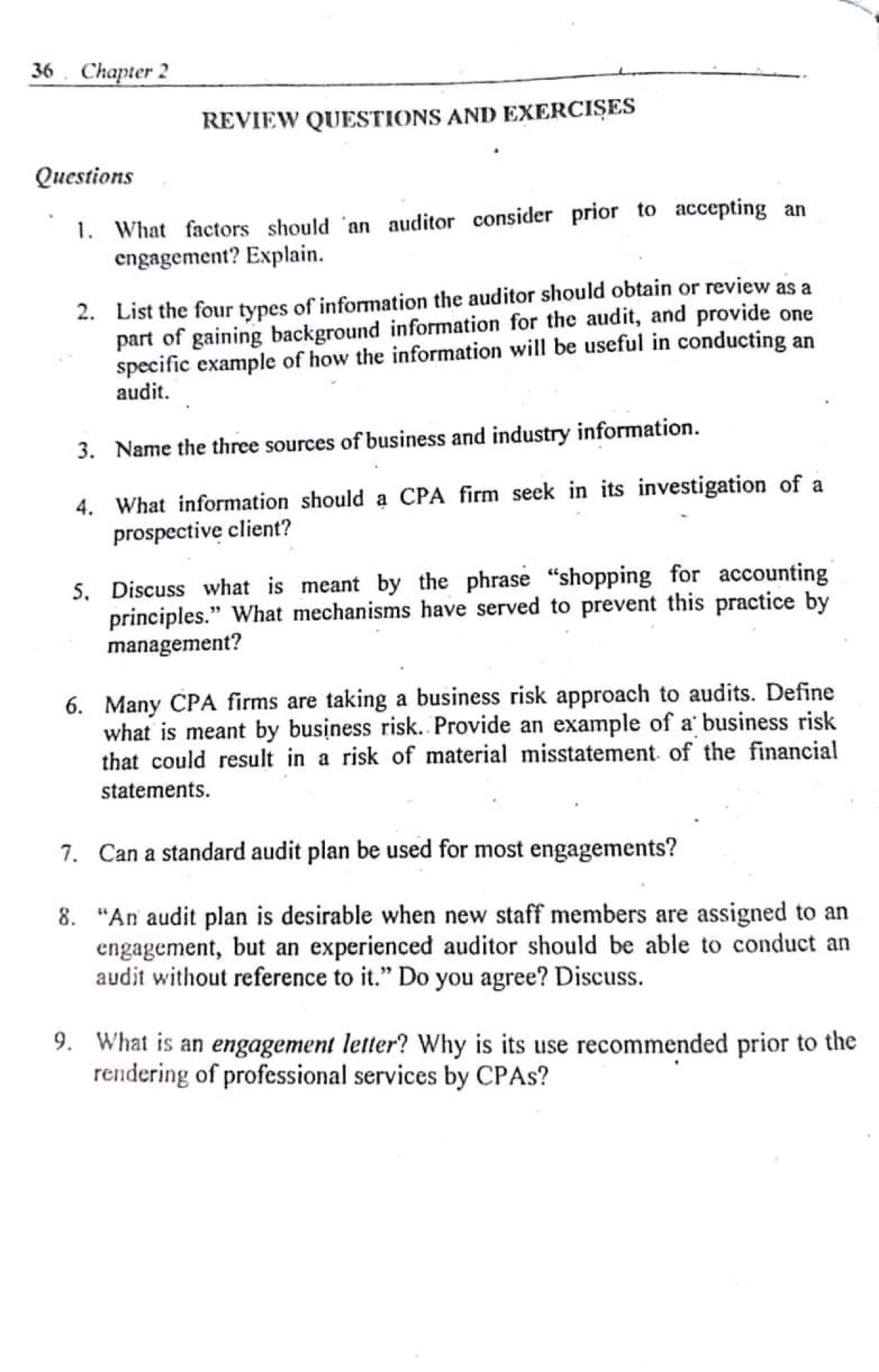 36 . Chapter 2 REVIEW QUESTIONS AND EXERCISES
