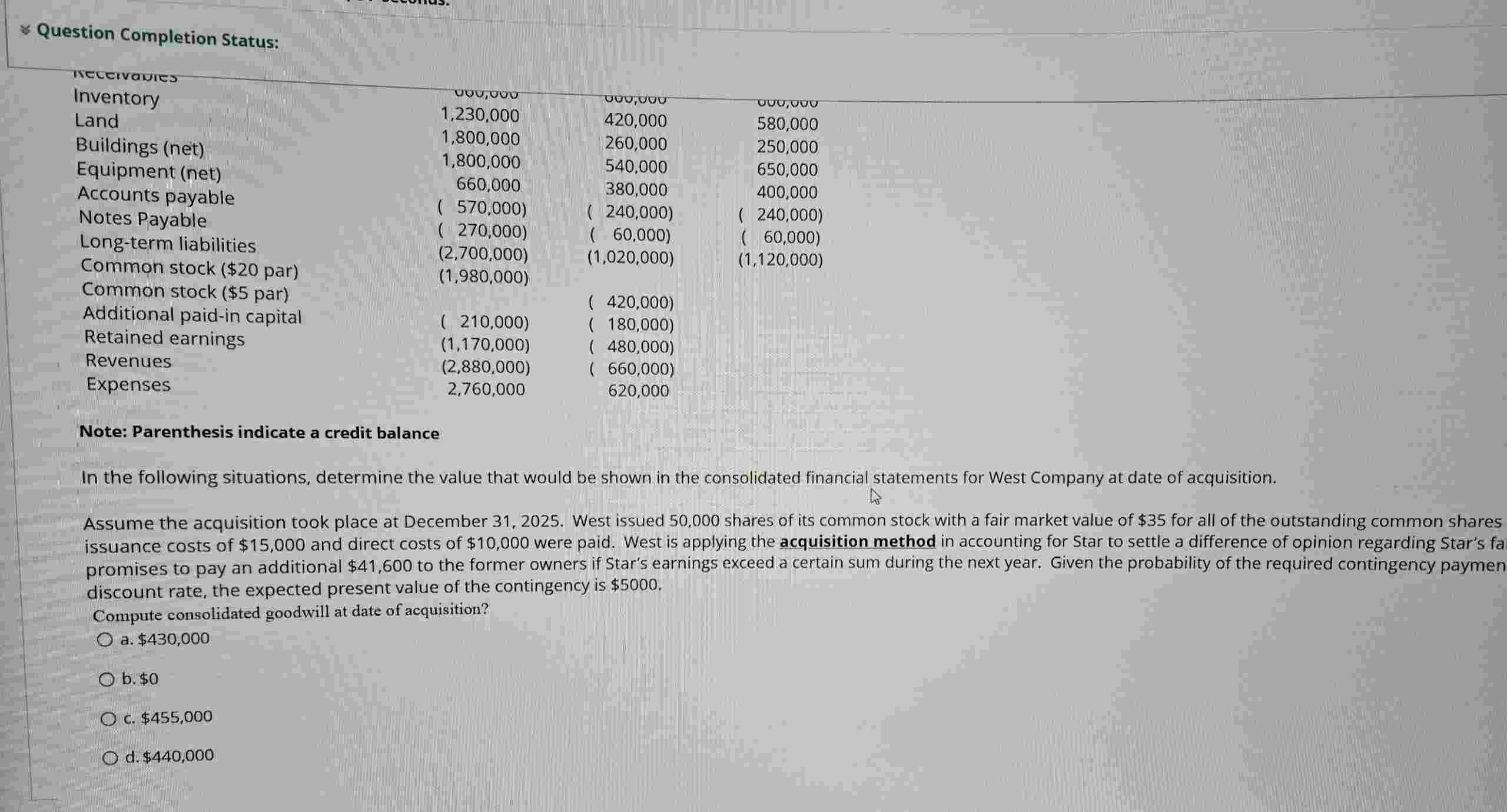 Question Completion Status: mecervanies Note: