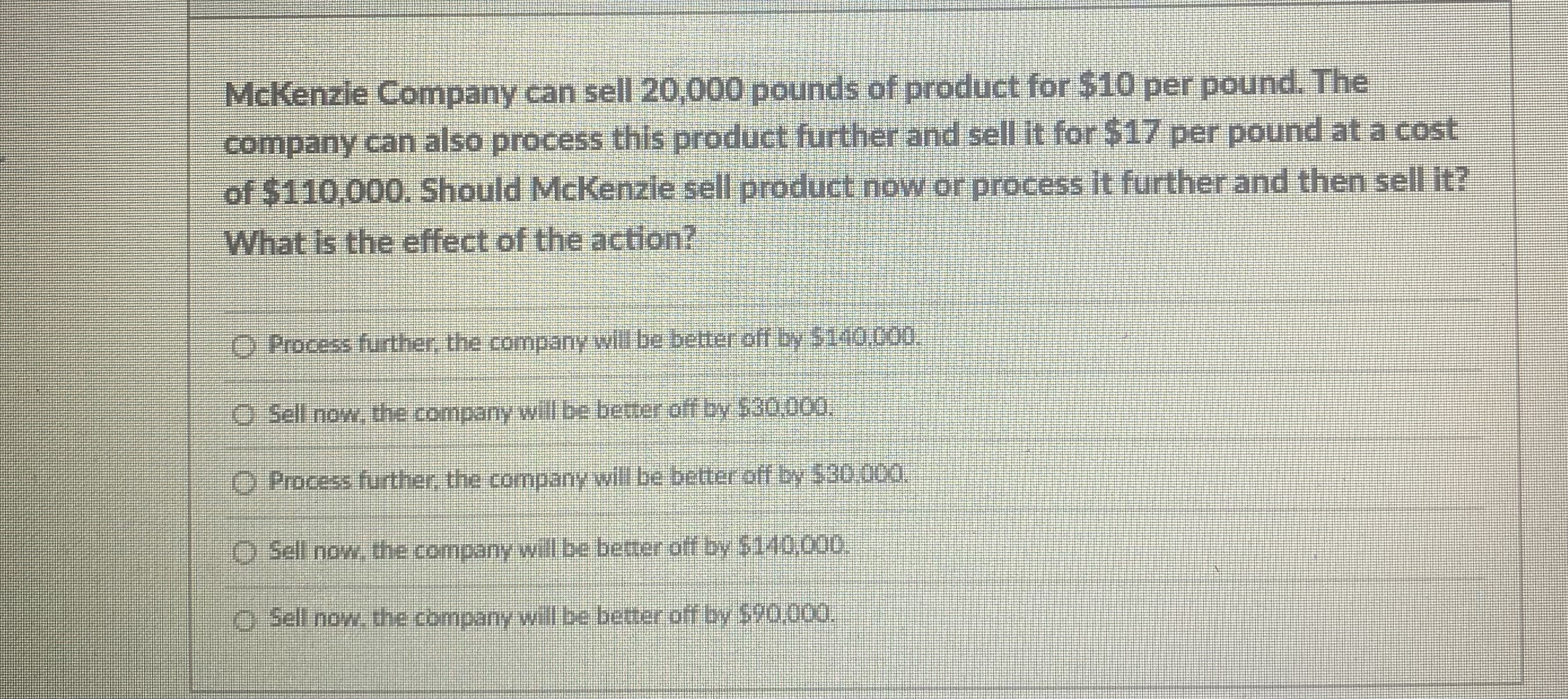 Mckenzie Company can sell 20,000 pounds of