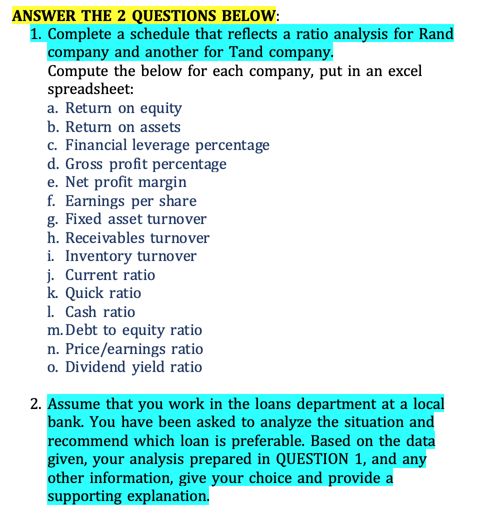 Comparing Loan Requests from Two Companies by
