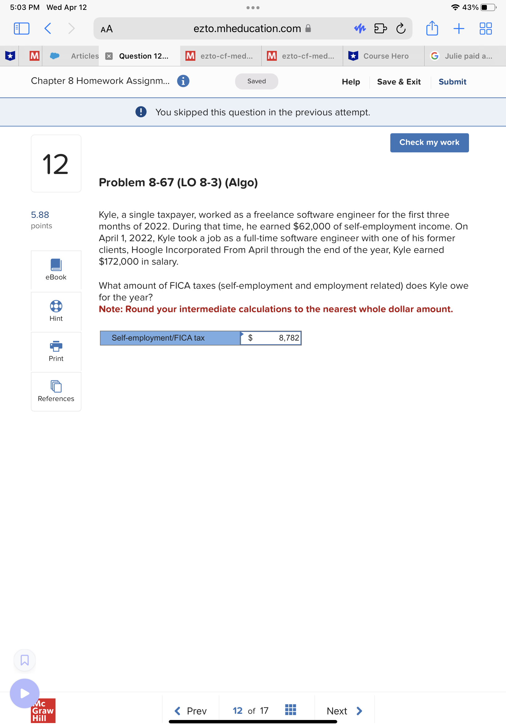 5:02 PM Wed Apr 12 ... 4? 43%[1 ED < AA