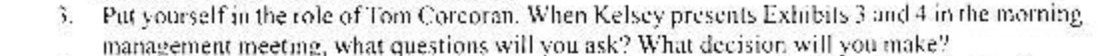 3. Put yourself in the role of Tom Corcoran. When