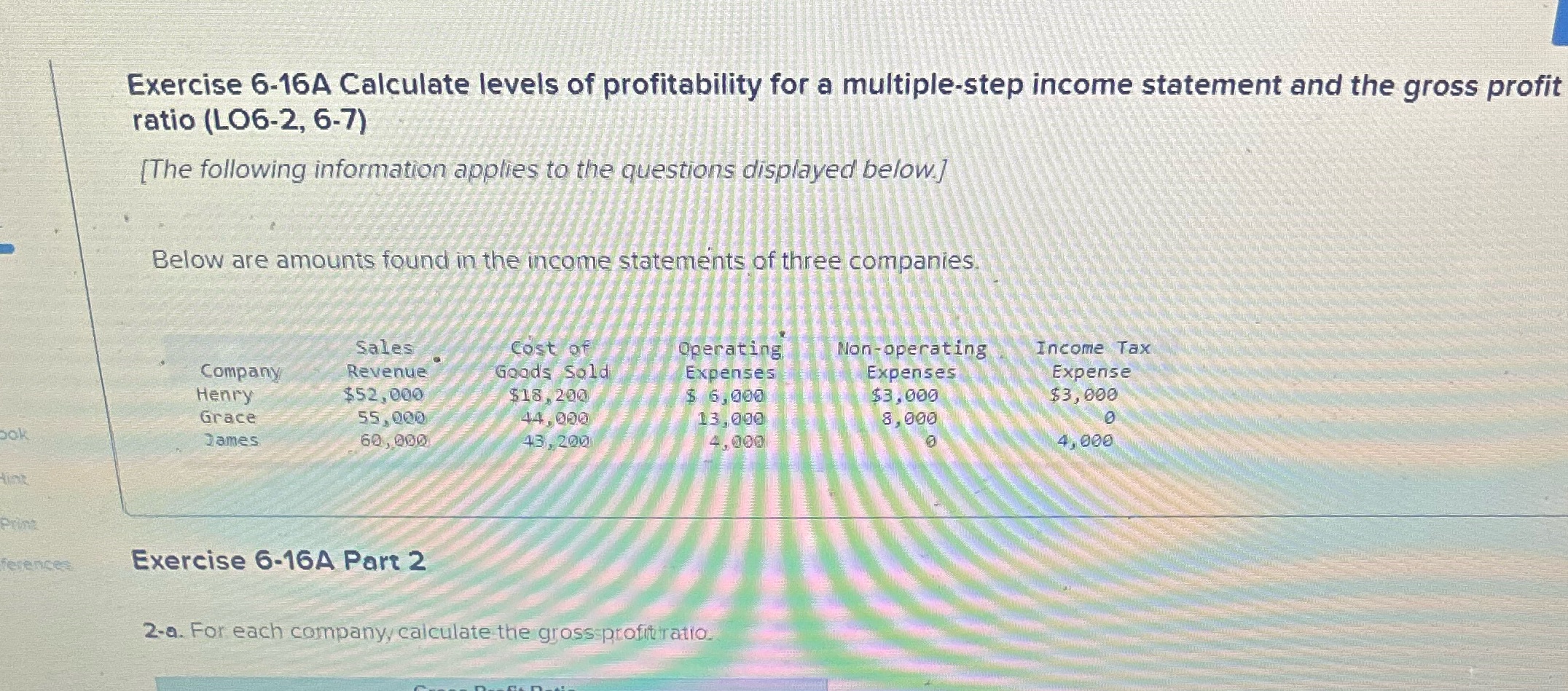 Exercise 6-16A Calculate levels of profitability