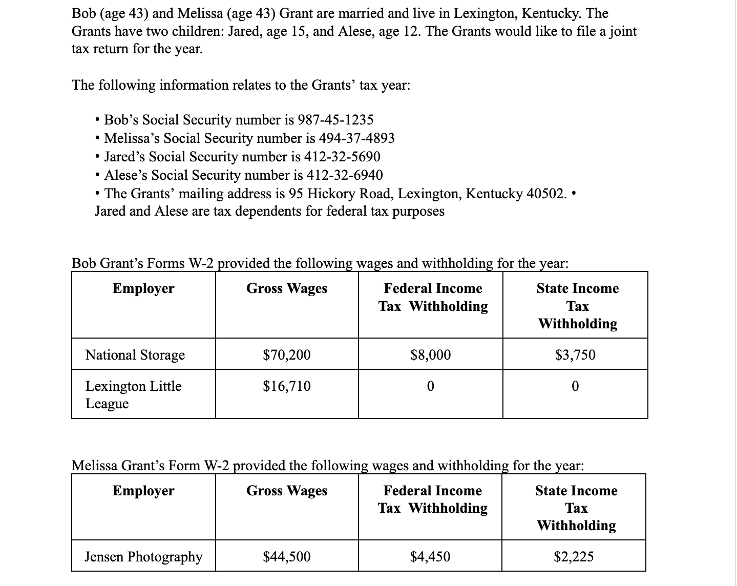 Bob ( age 4 3 ) and Melissa ( age 4 3 ) Grant are