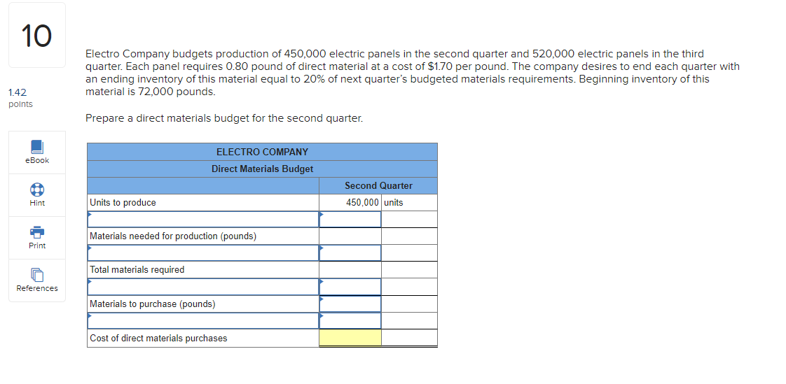 9 Ramos Company provides the following budgeted