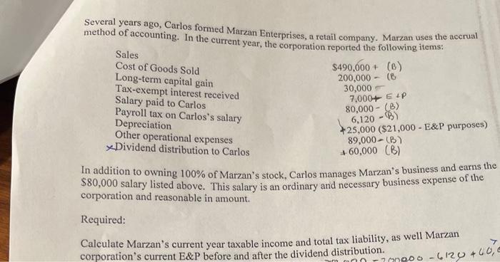 several years ago, Carlos formed Marzan