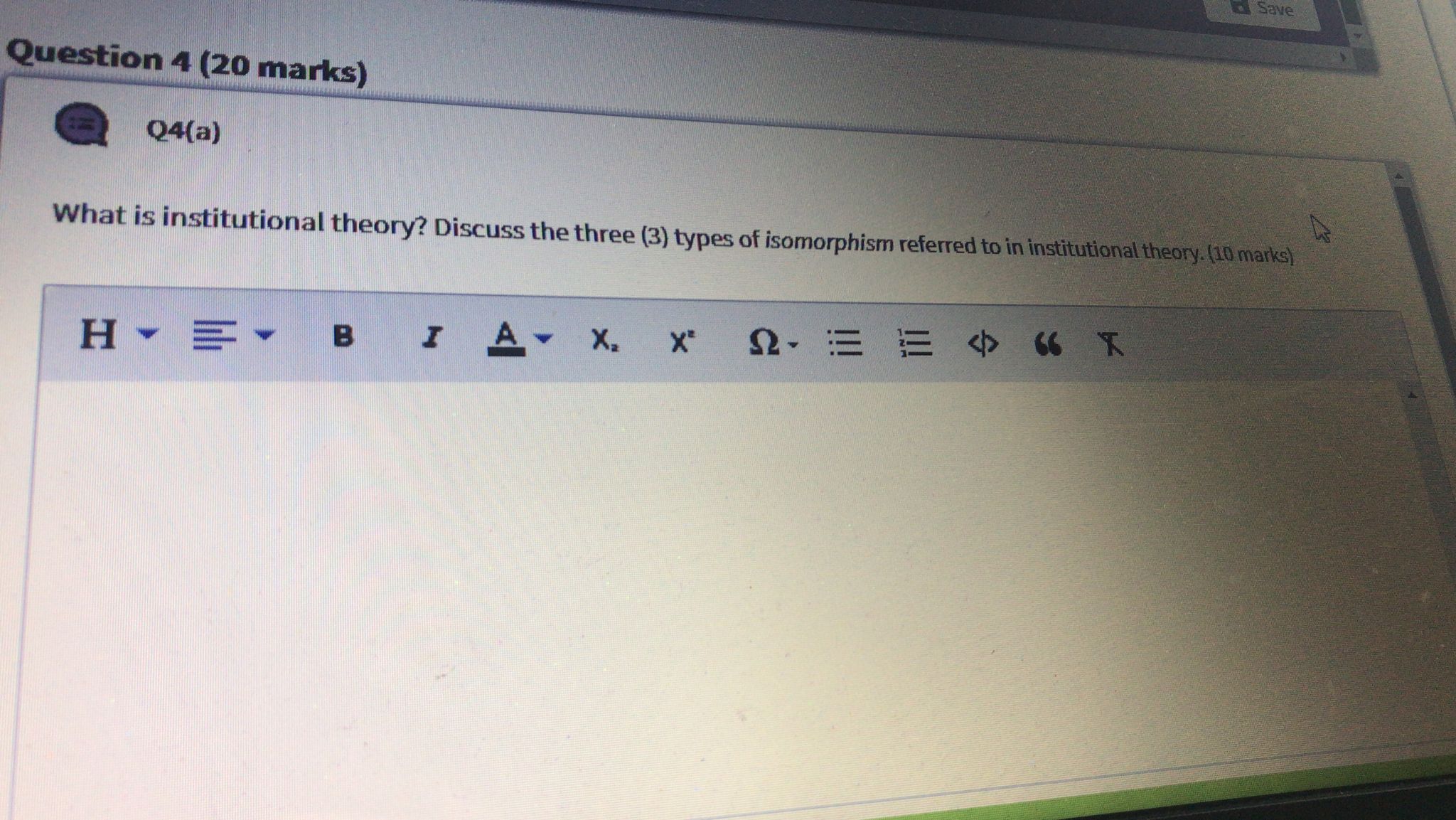 Save Question 4 (20 marks) Q4(a) What is