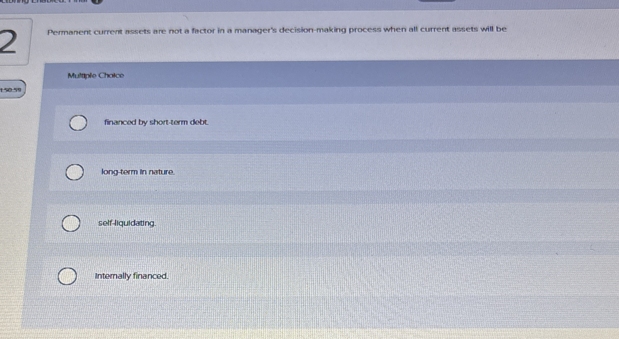 Permanent curremt assets are not a factor in a