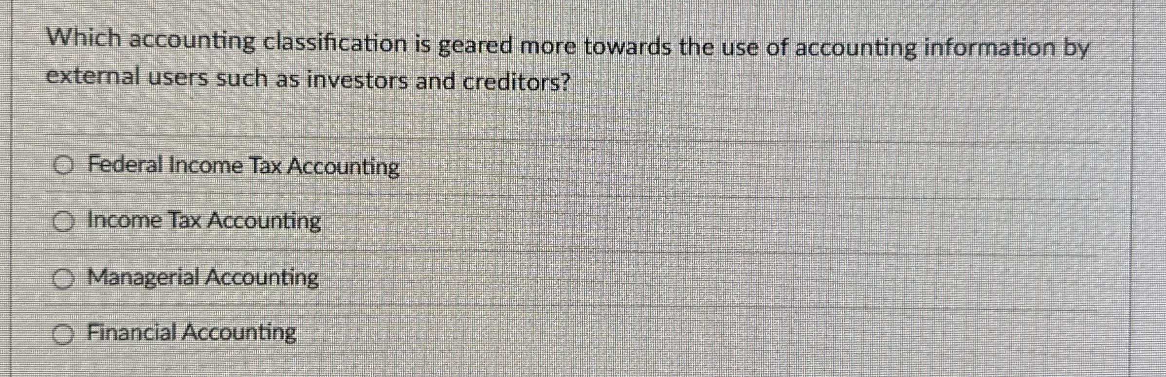 Which accounting classification is geared more
