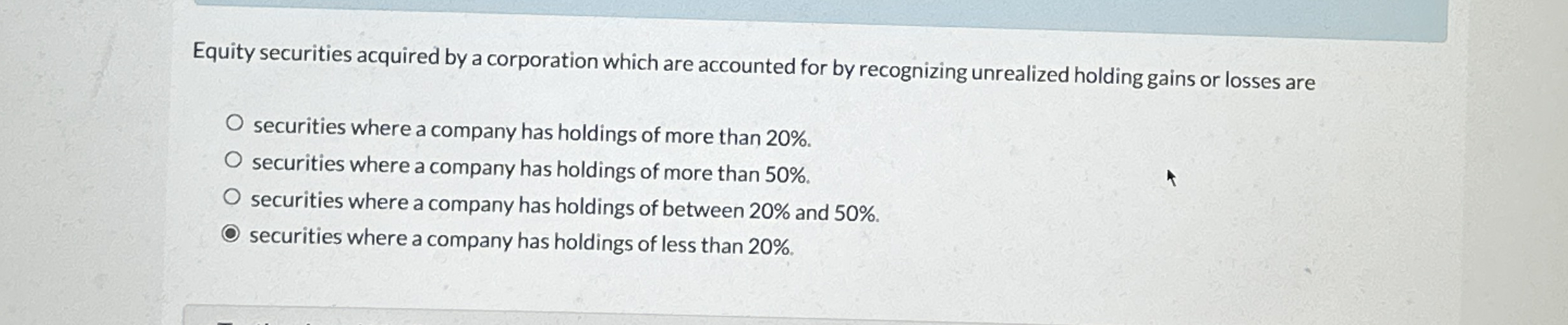 Equity securities acquired by a corporation which