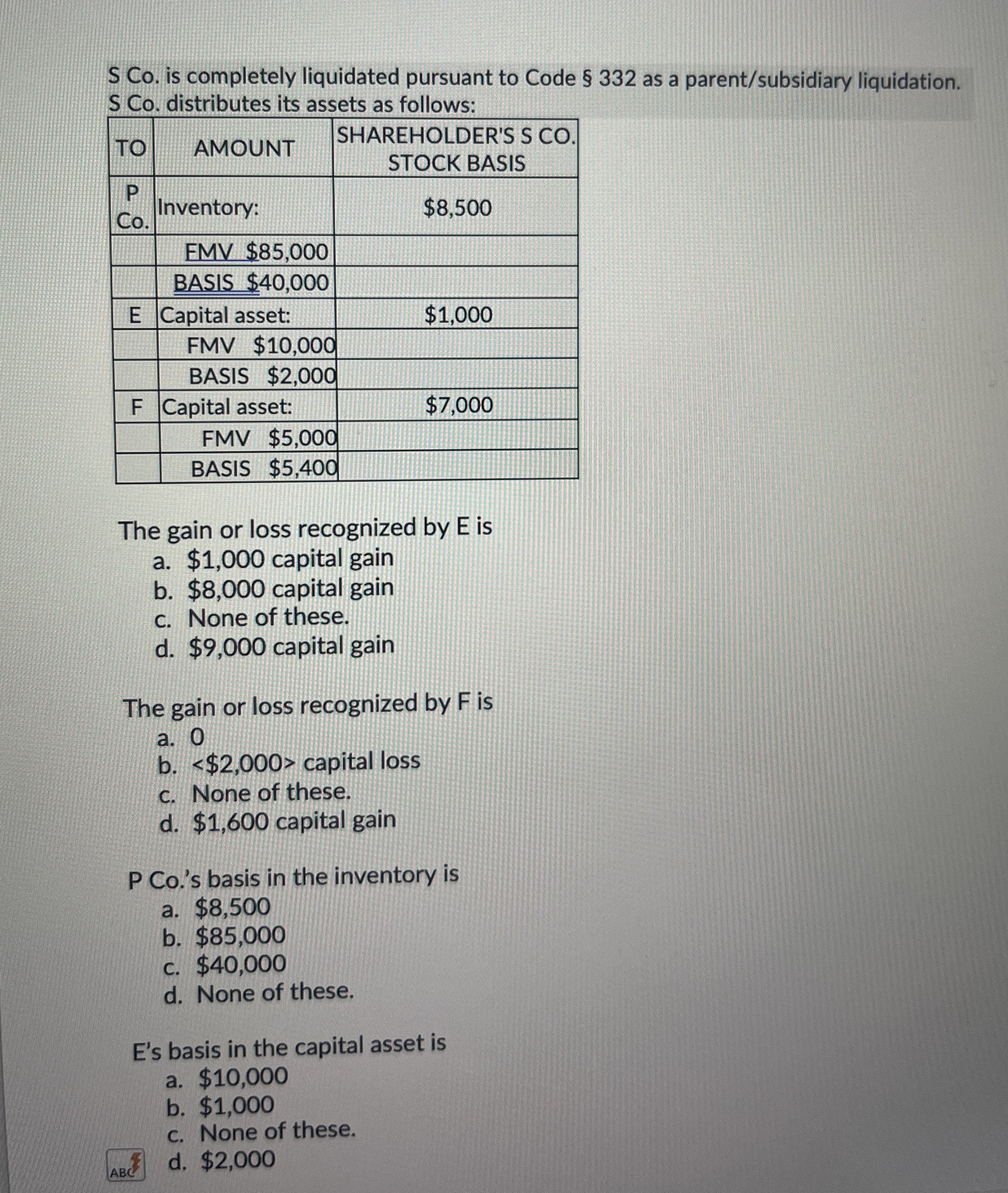 S Co . is completely liquidated pursuant to Code