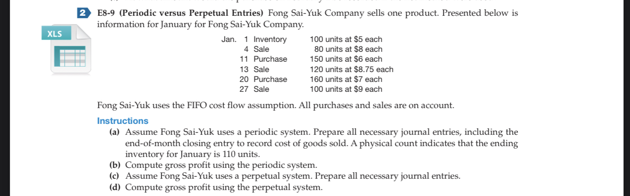 s .- B E8-9 [Periodic versus Perpetual Entries)