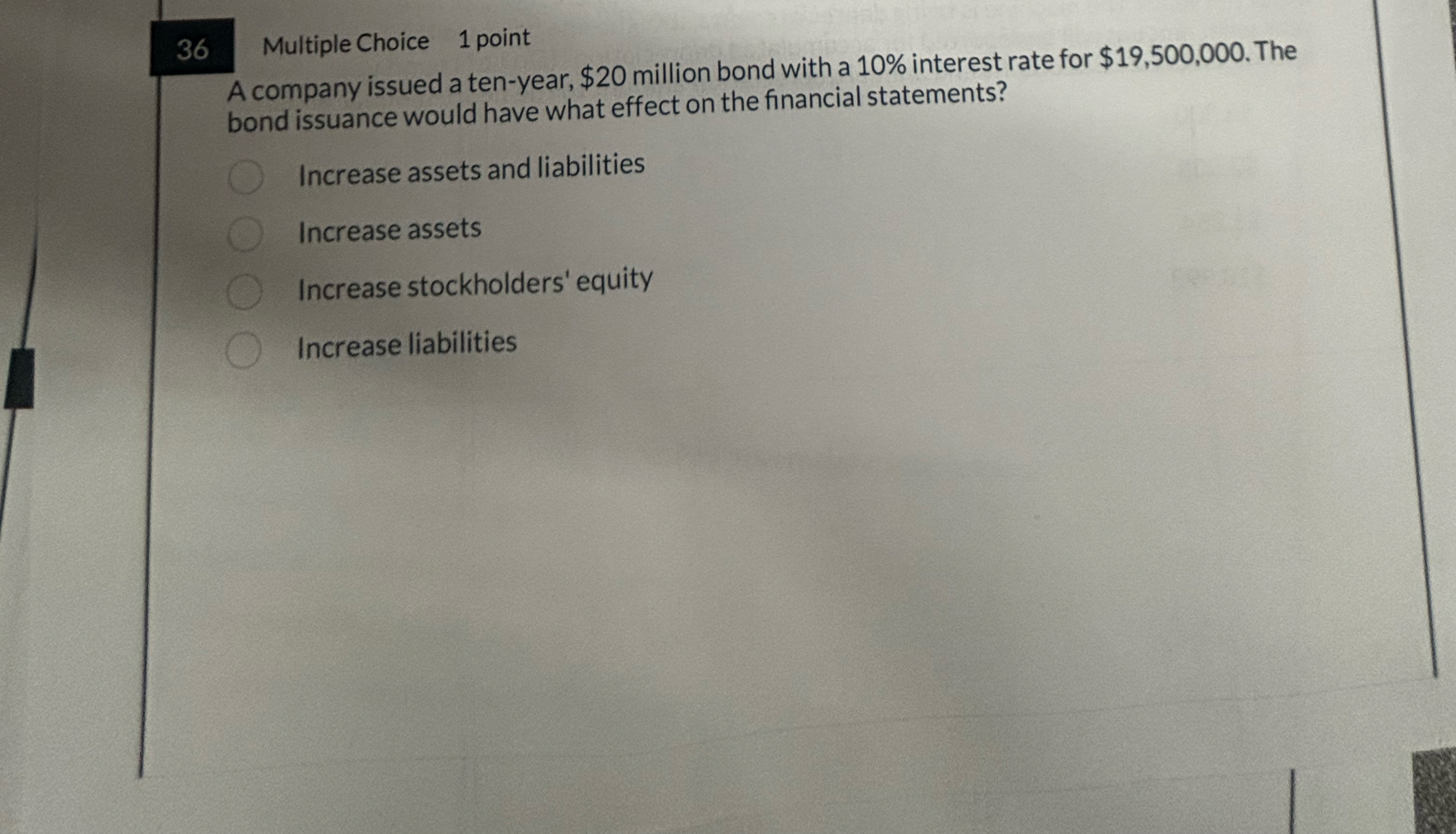 3 6 Multiple Choice 1 point A company issued a