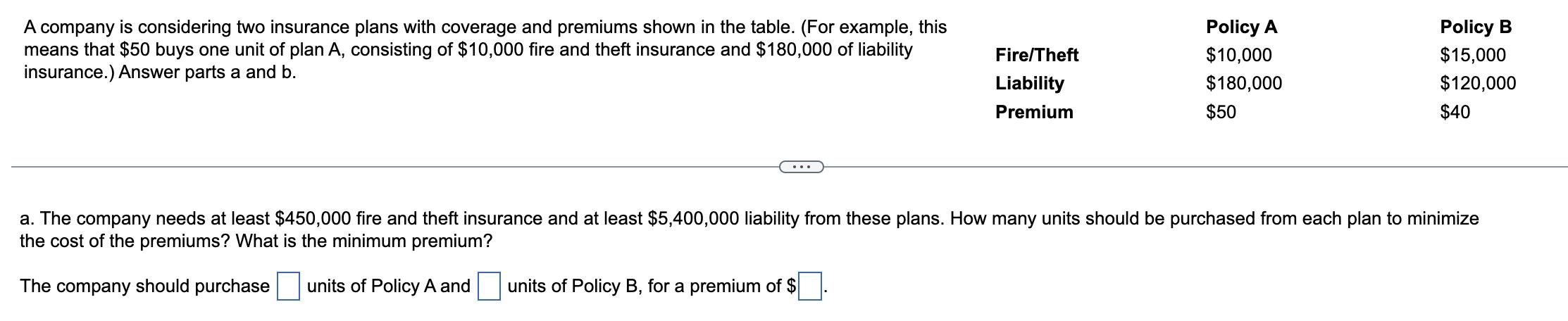 A company is considering two insurance plans with