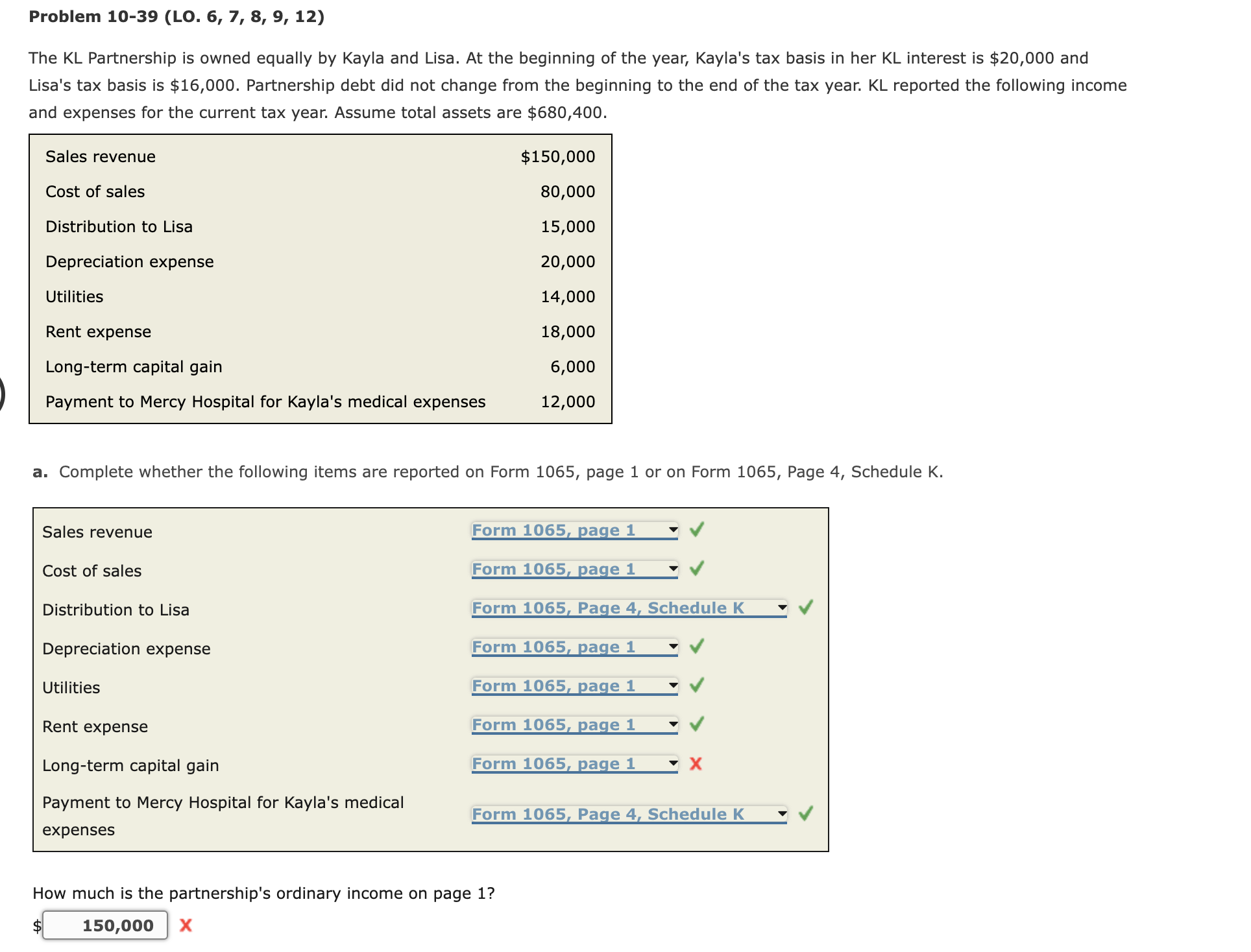 Problem 10-39 (LO. 6, 7, 8, 9, 12) The KL