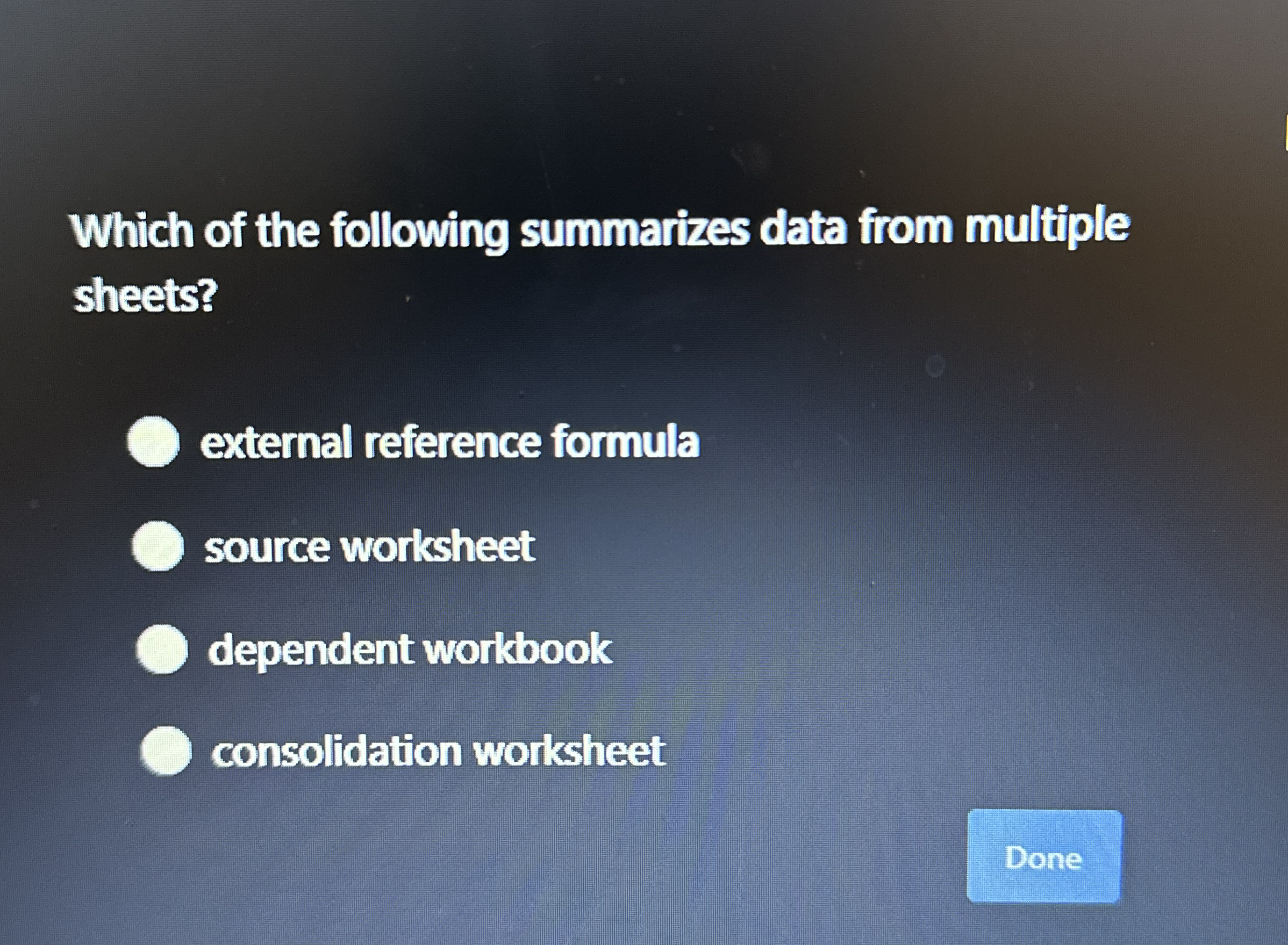 Which of the following summarizes data from