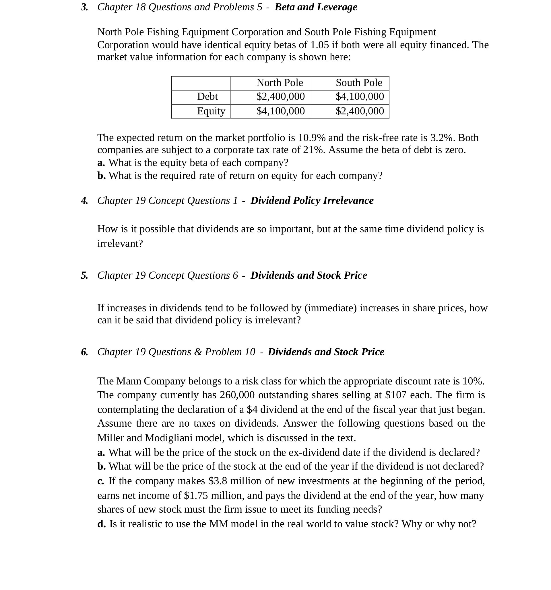 3. Chapter 18 Questions and Problems 5 - Beta and