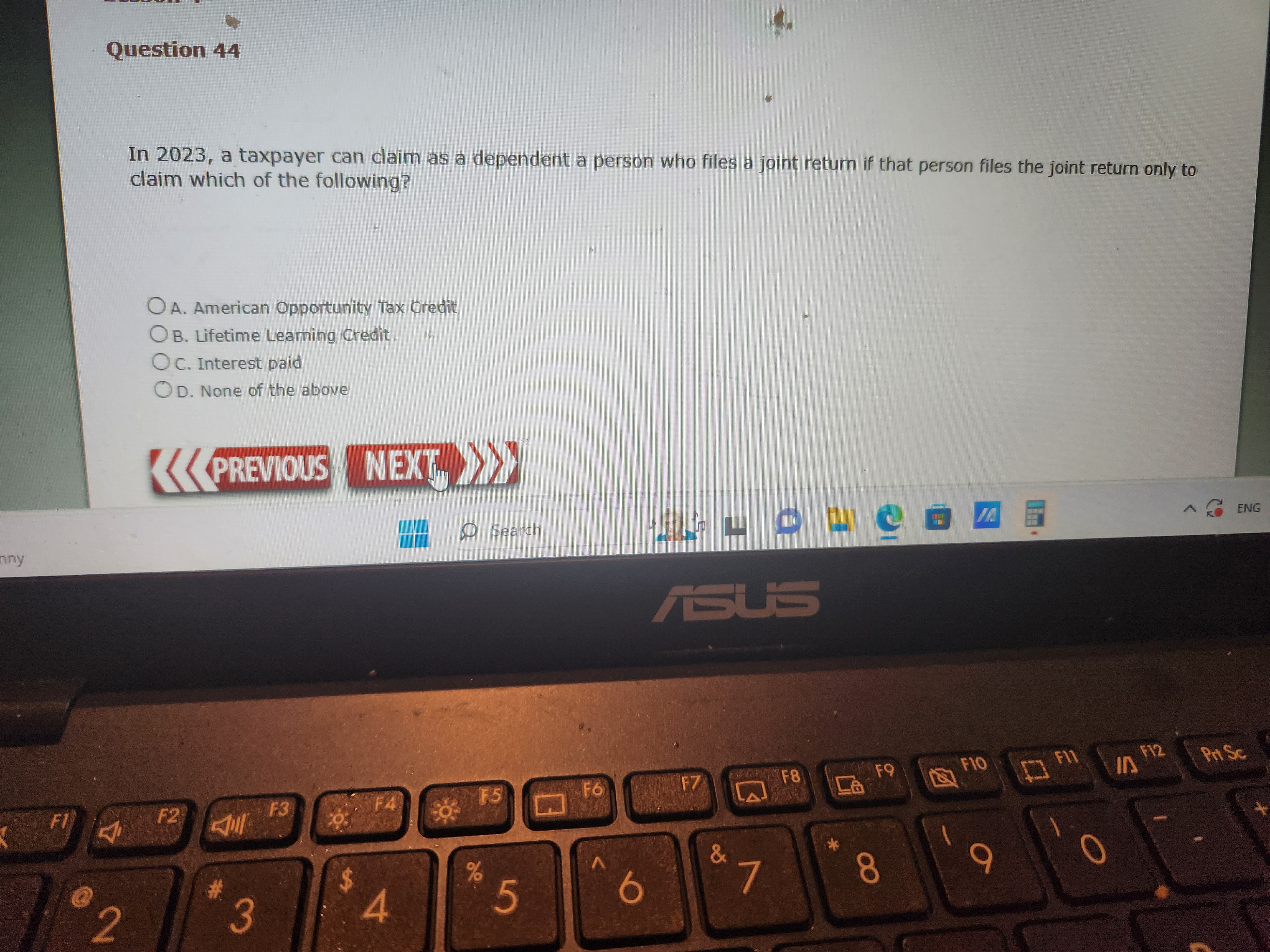 Question 4 4 In 2 0 2 3 , a taxpayer can claim as