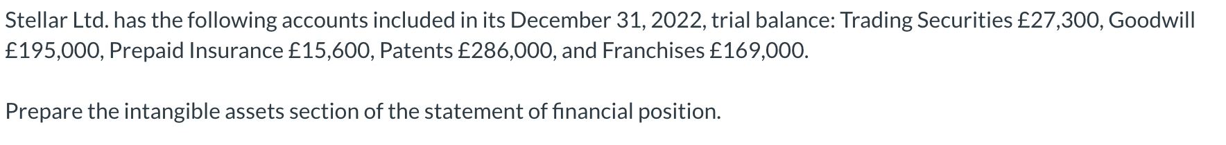 Stellar L t d . has the following accounts