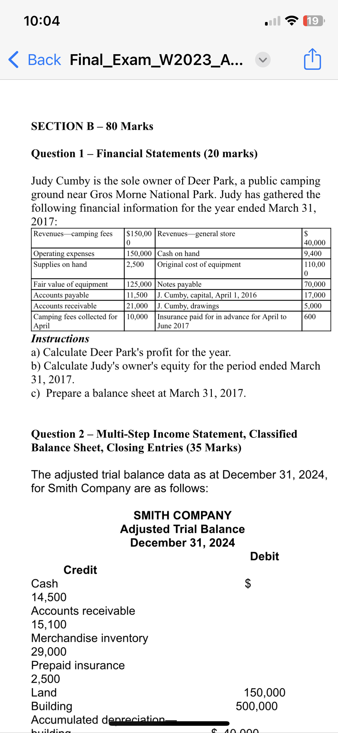 10:04 19 Back Final_Exam_W2023_A... V SECTION B -