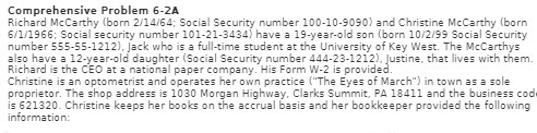 Comprehensive Problem 6-2A Richard Mccarthy (born