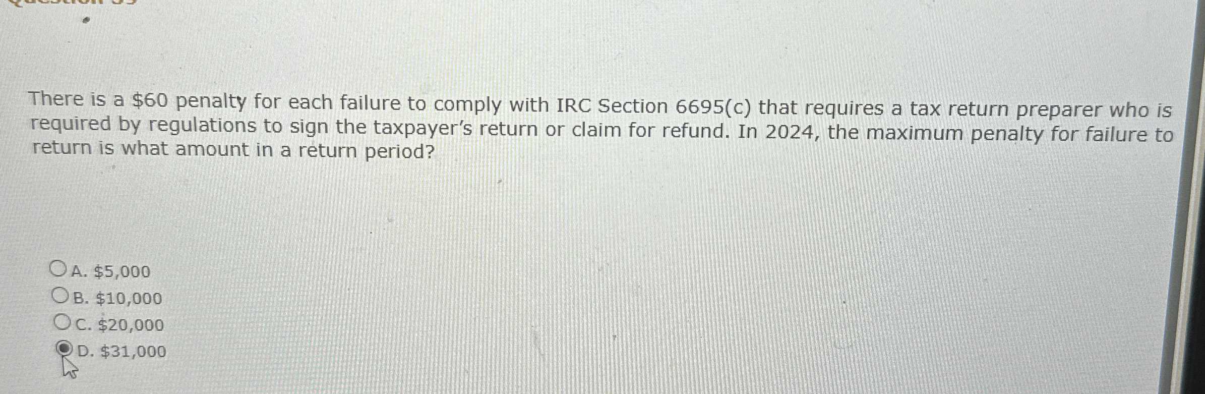 There is a $ 6 0 penalty for each failure to