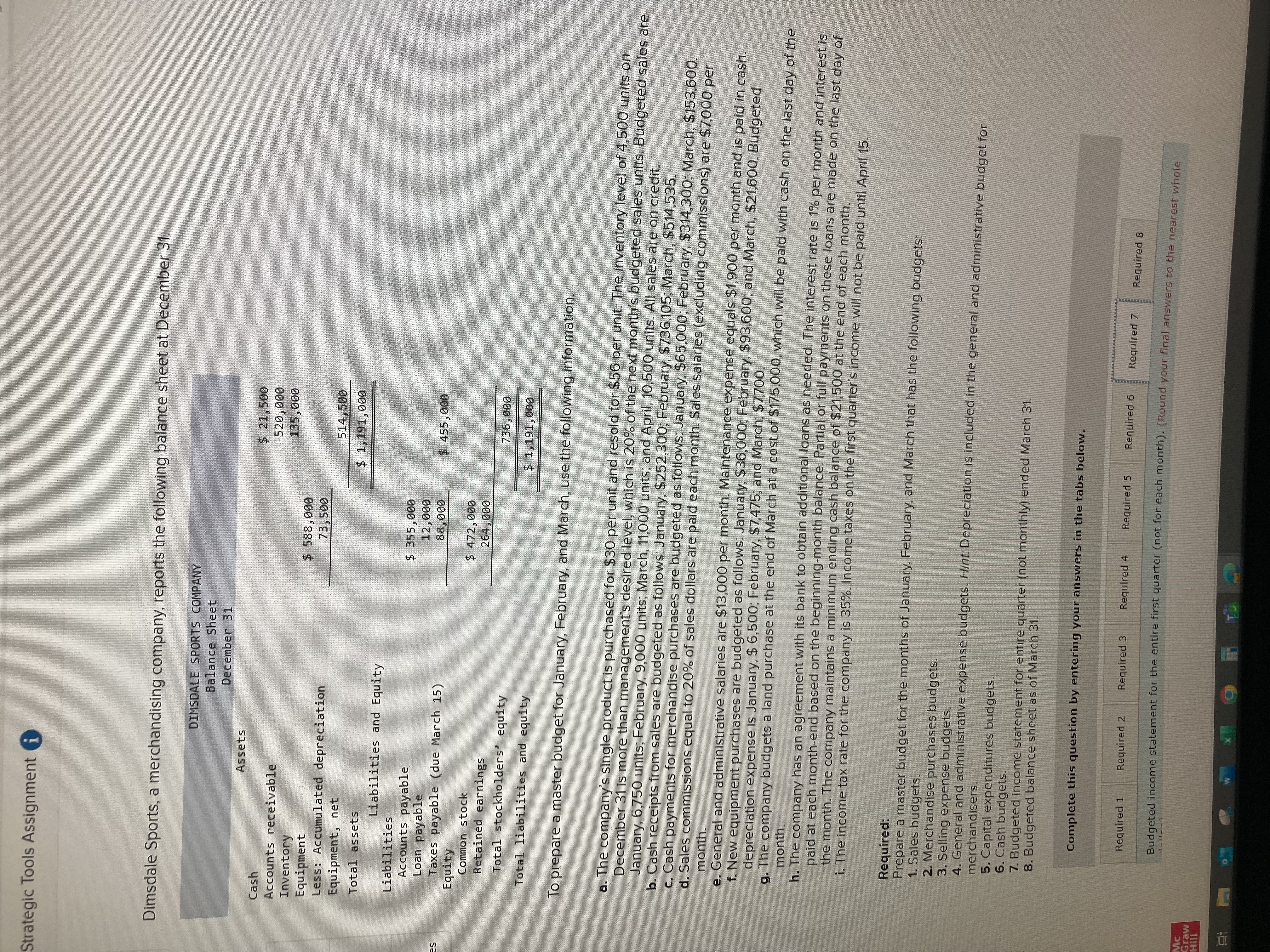 Strategic Tools Assignment i Dimsdale Sports, a