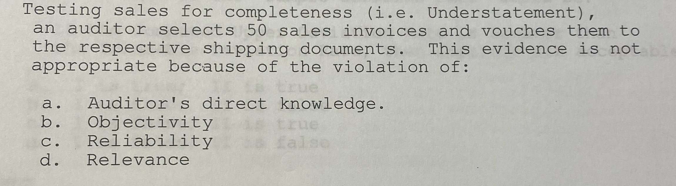 Testing sales for completeness ( i . e .