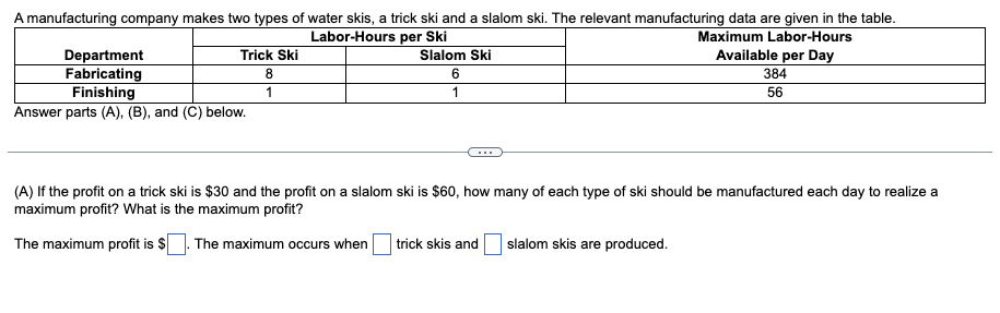 1. Amanufacturing company makes two types of