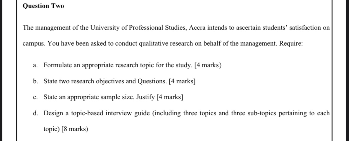 Question Two The management of the University of