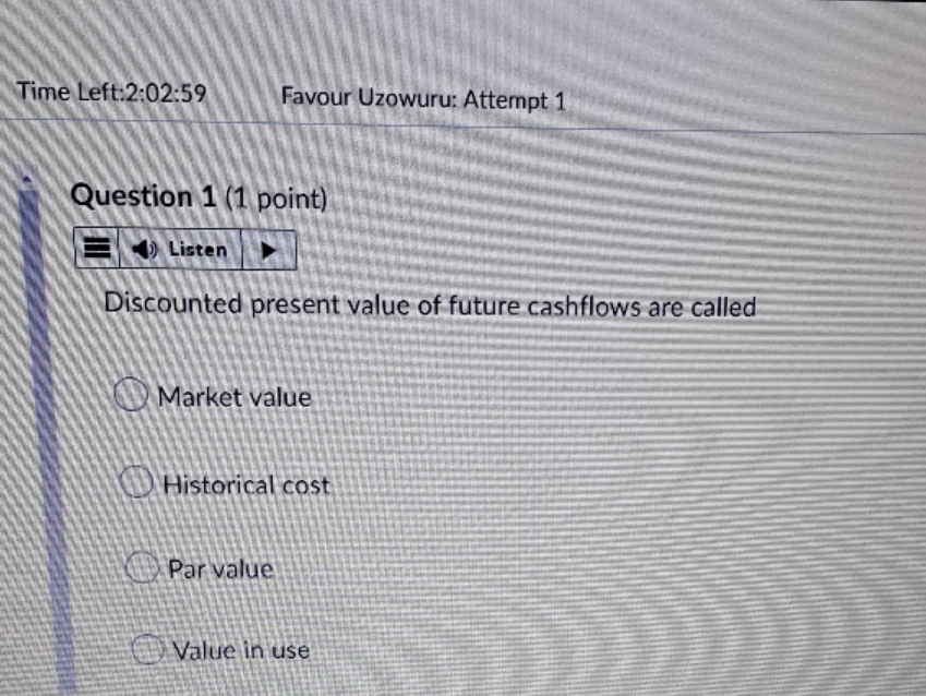 please answer Time Left:2:02:59 Favour Uzowuru: