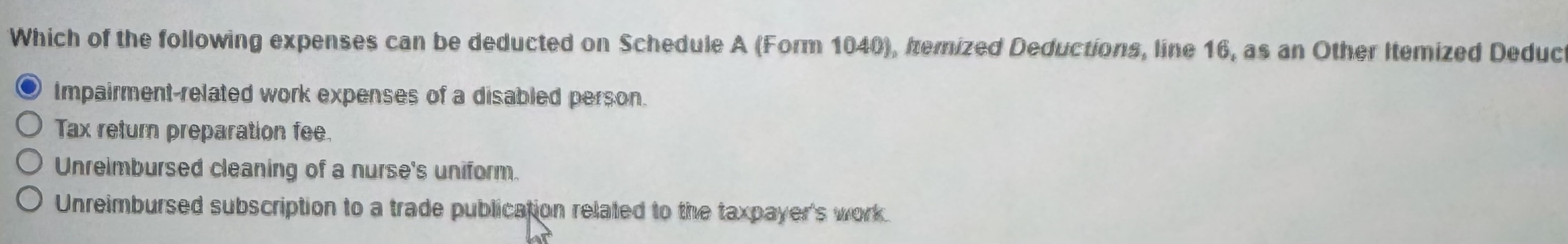 Which of the following expenses can be deducted