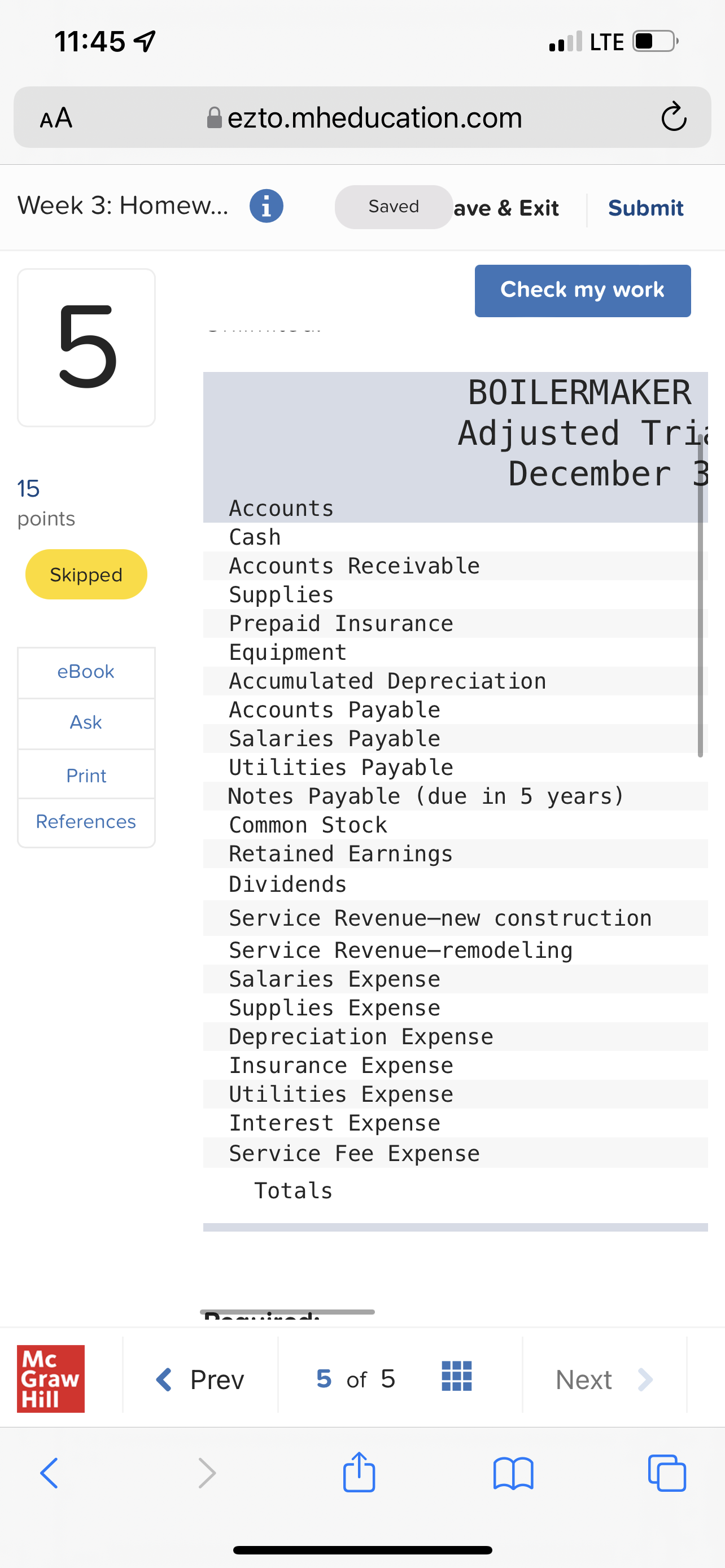 11:45 7 . LTE C AA ezto.mheducation.com C Week 3: