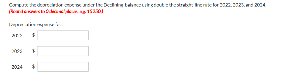 PLEASE Compute the depreciation expense under the