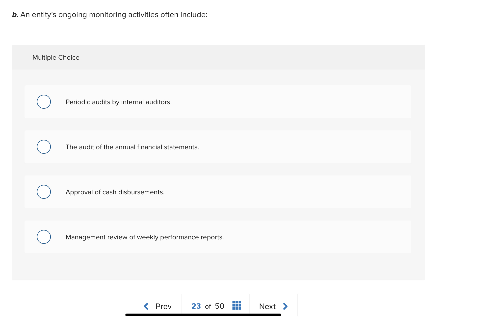 b . An entity's ongoing monitoring activities
