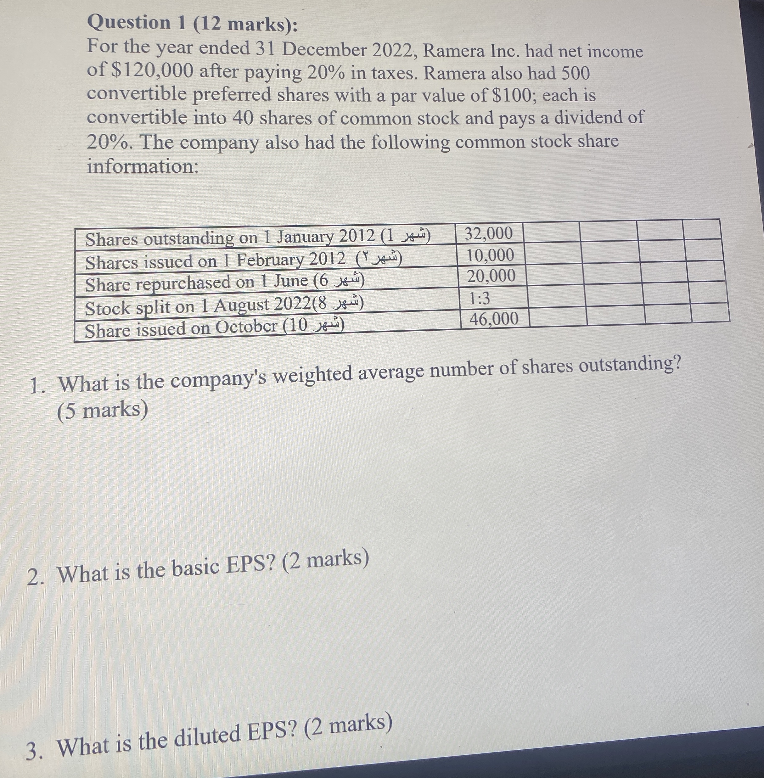 Question 1 ( 1 2 marks ) : For the year ended 3 1