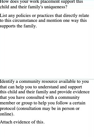 How does your work placement support this child