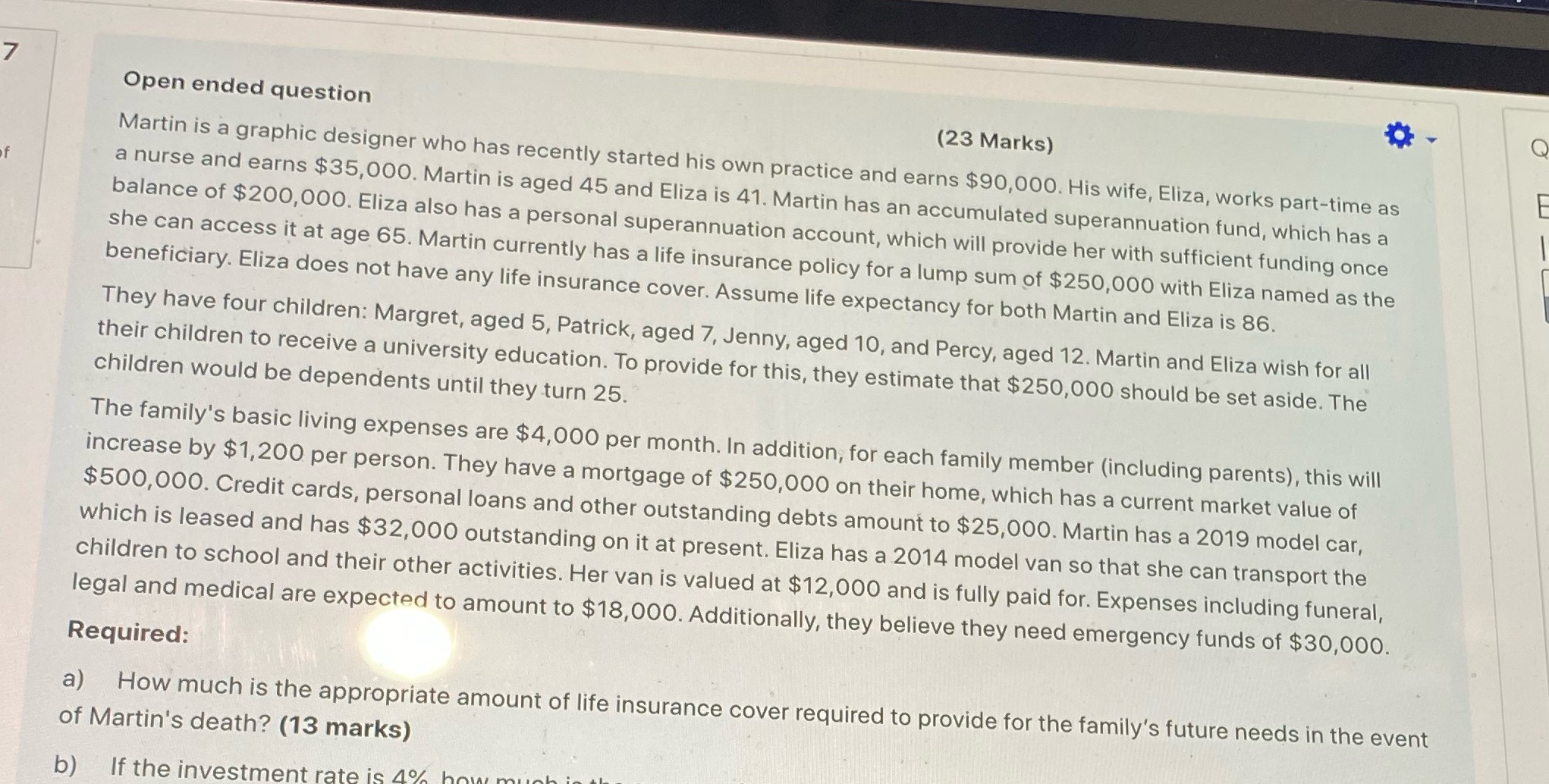 Just part a. Keep in mind it's 13 marks. 7 Open