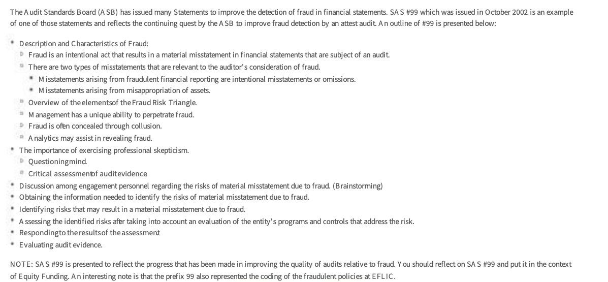 The Audit Standards Board (A SB) has issued many