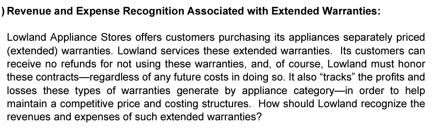 ) Revenue and Expense Recognition Associated with