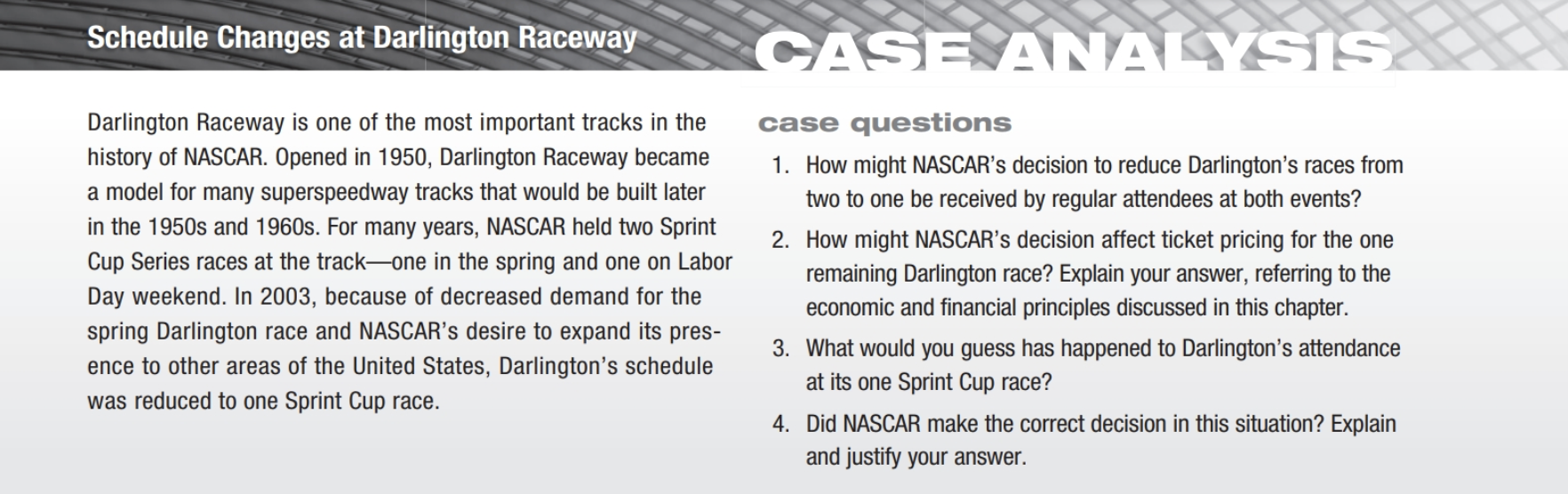 Schedule Changes at Darlington Raceway Darlington