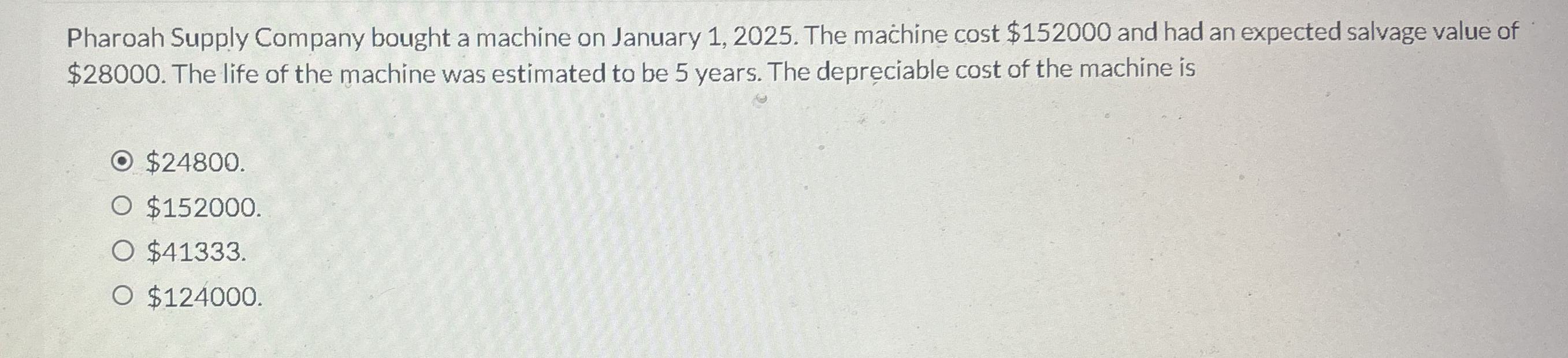 Pharoah Supply Company bought a machine on