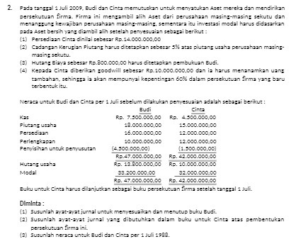 2. Pada tangal 1 Juli 2009, Budi dan Cinta