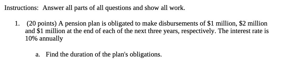 Instructions: Answer all parts of all questions