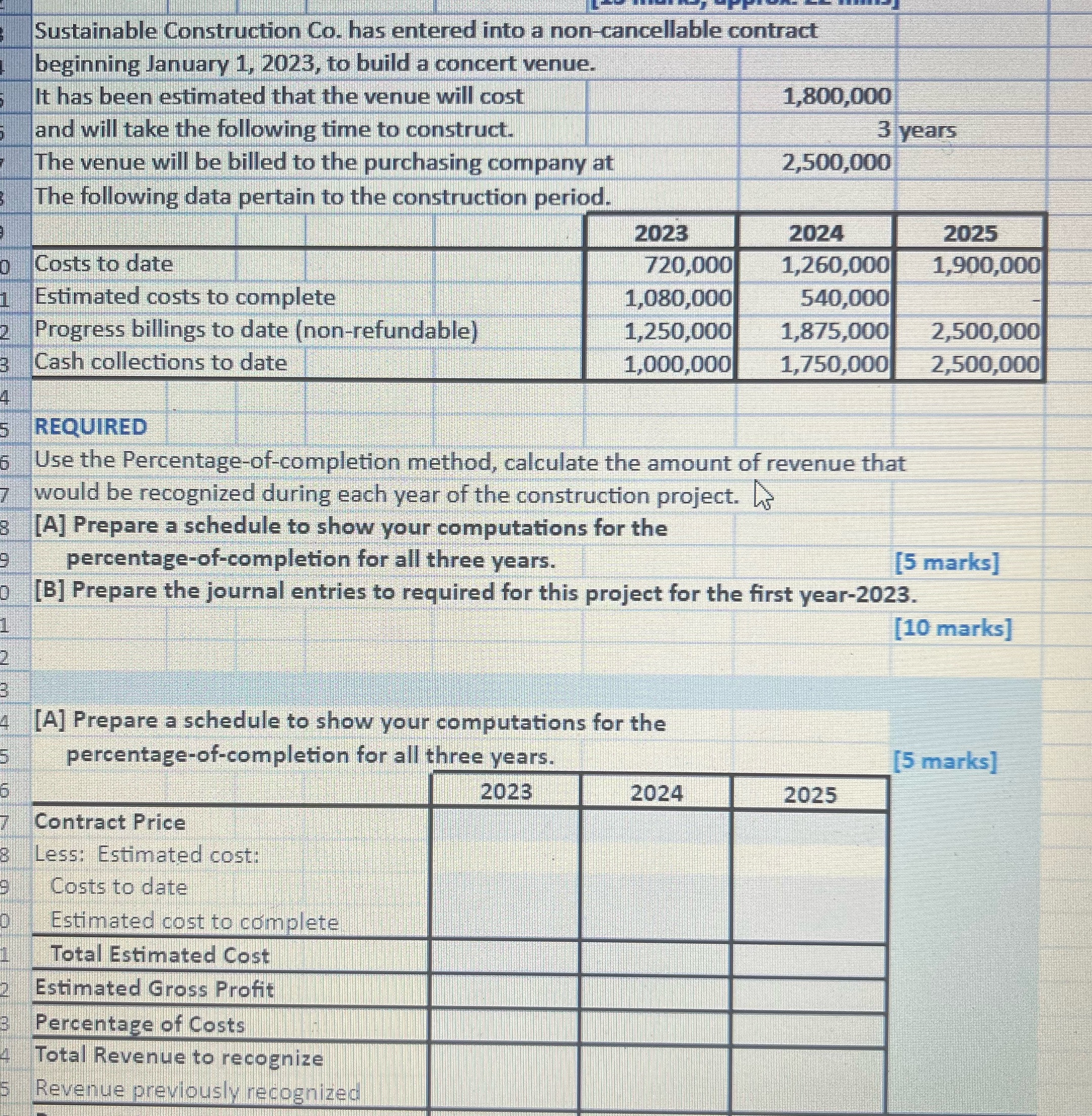 Sustainable Construction Co. has entered into a