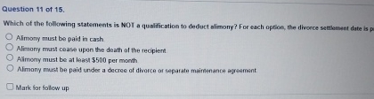 Question 1 1 of 1 5 . Which of the tollowing