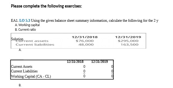 Please complete the following exercises: EA1. LO