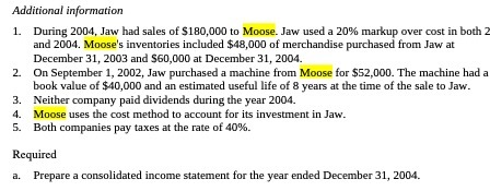 Additional information 1. During 2004, Jaw had