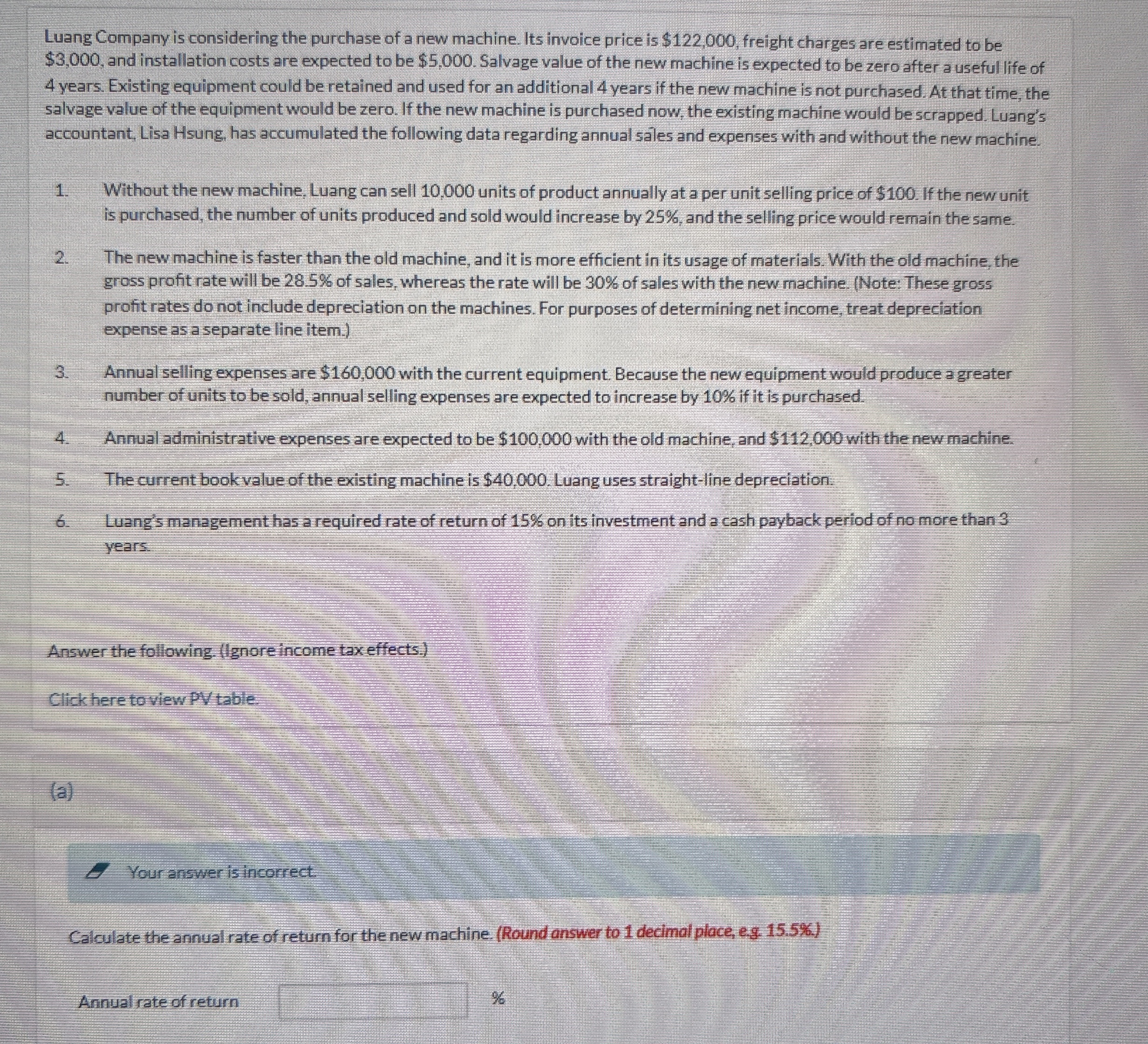 Luang Company is considering the purchase of a